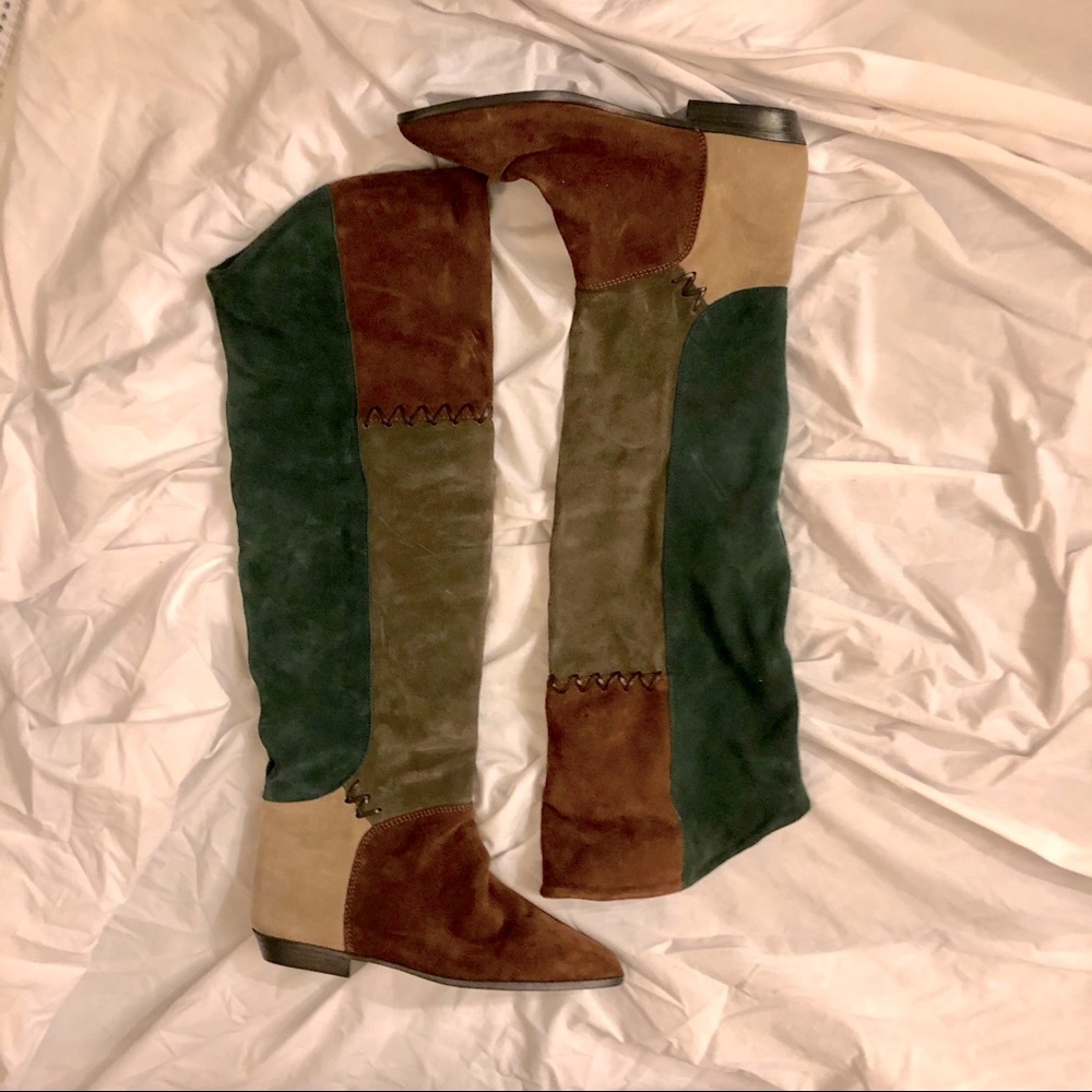 NWOT Nicole Patchwork Tall Boots